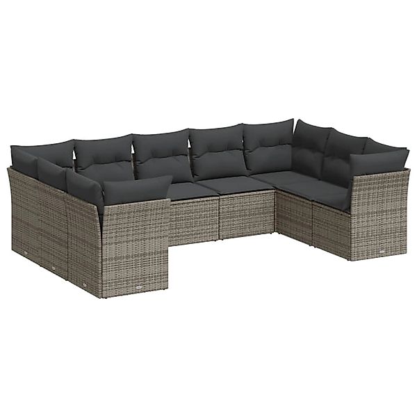 vidaXL 9-tlg Garten-Sofagarnitur mit Kissen Grau Poly Rattan Modell 47 günstig online kaufen