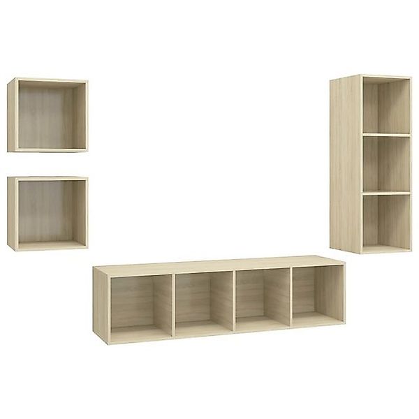 furnicato TV-Schrank 4-tlg. TV-Schrank-Set Sonoma-Eiche Holzwerkstoff (1-St günstig online kaufen