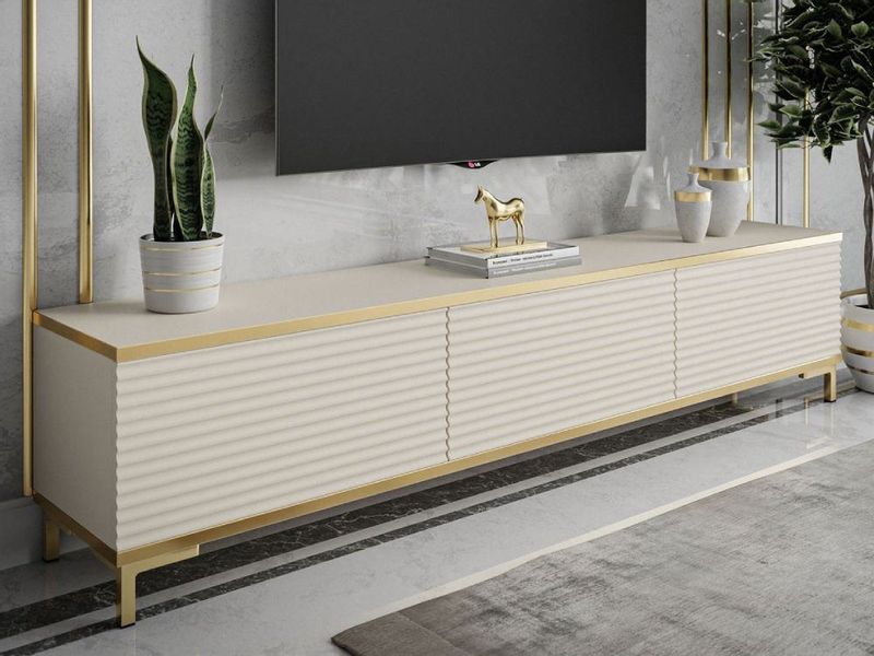 ALLHOUSE24 TV-Schrank RIVERA geriffelte Fronten goldene günstig online kaufen