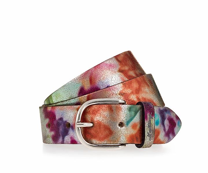 MUSTANG Ledergürtel, 1 Stk. Mit floralem Print und Schließe in poliertem Si günstig online kaufen