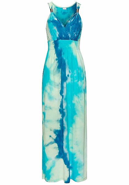 LASCANA Maxikleid, mit Batikdruck und verstellbarem Ausschitt, Sommerkleid, günstig online kaufen