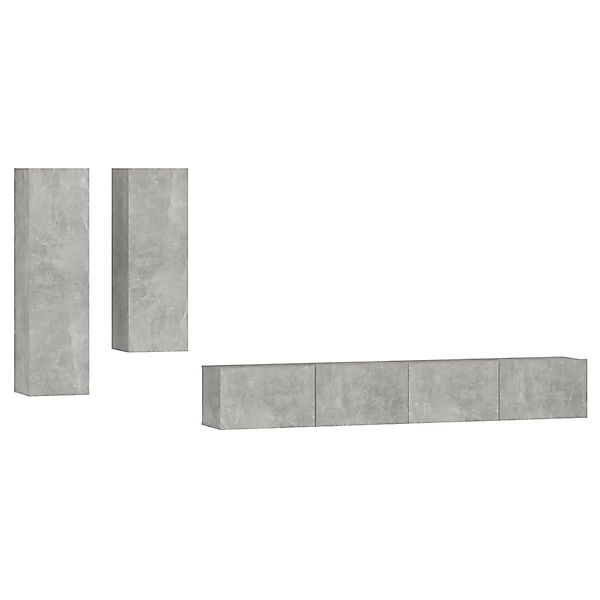 vidaXL TV-Schrank 4-tlg. TV-Board-Set Betongrau Holzwerkstoff günstig online kaufen