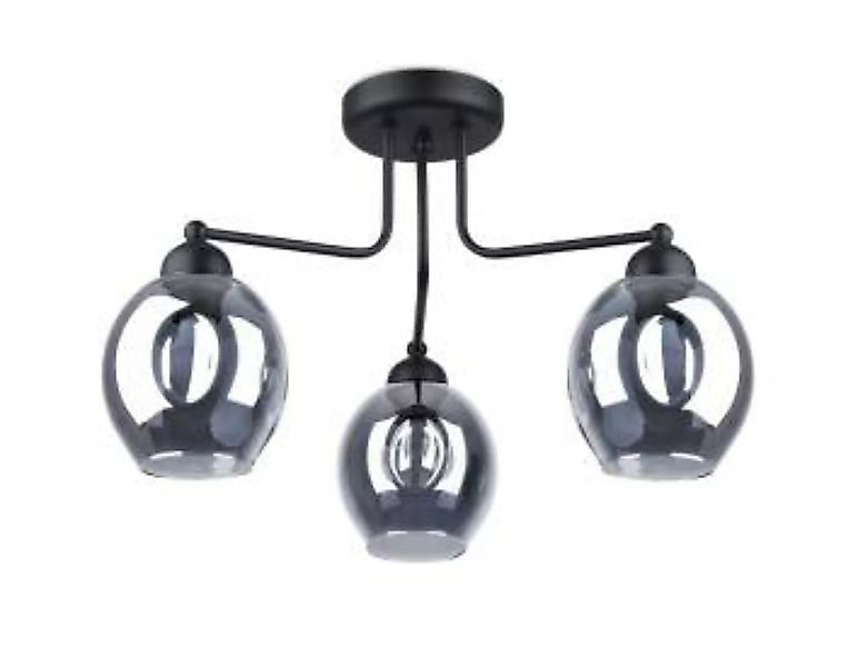 Deckenlampe 3-flammig Schwarz Rauchglas E27 Modern günstig online kaufen