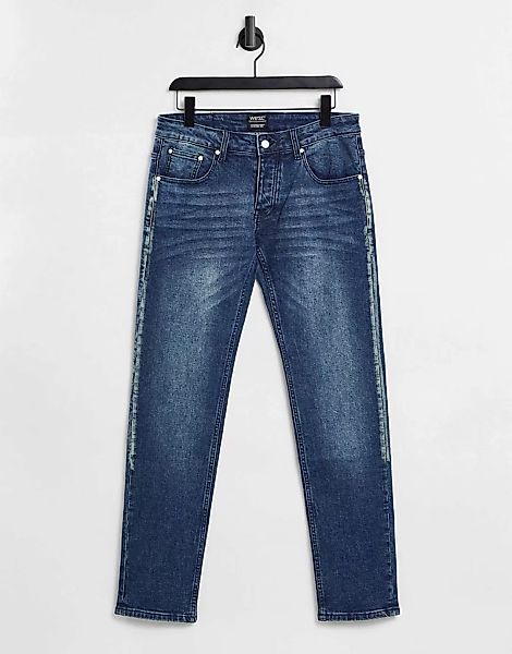 WESC – Bob – Jeans mit geradem Bein in mittlerer Vintage-Waschung-Blau günstig online kaufen