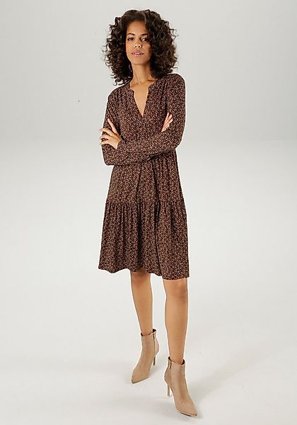 Aniston CASUAL Jerseykleid mit trendfarbigen, grafischen Allover-Druck günstig online kaufen