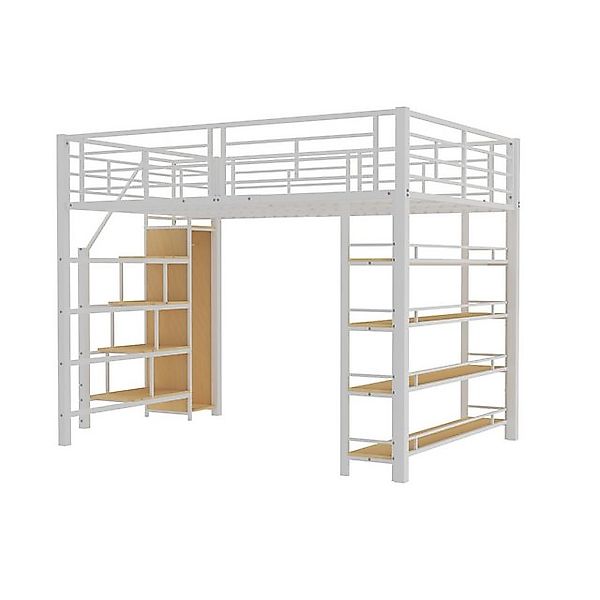 Gotagee Hochbett Einzelbett 140x200cm Stauraum Kinderbett Jugendbett flache günstig online kaufen
