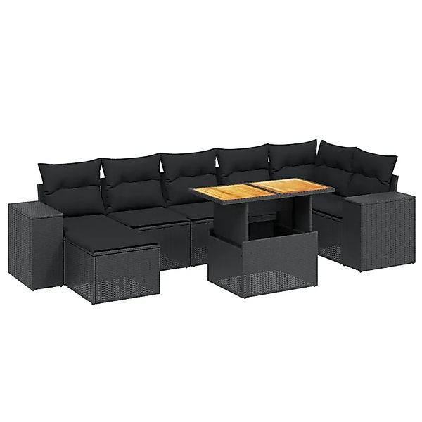 vidaXL 8-Tlg Garten-Sofagarnitur mit Kissen Schwarz Poly Rattan 3275932 günstig online kaufen