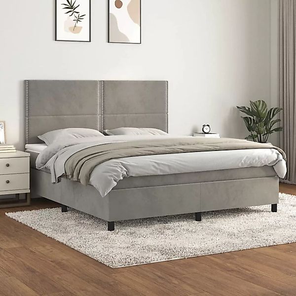 Vidaxl Boxspringbett Mit Matratze Hellgrau 160x200 Cm Samt günstig online kaufen