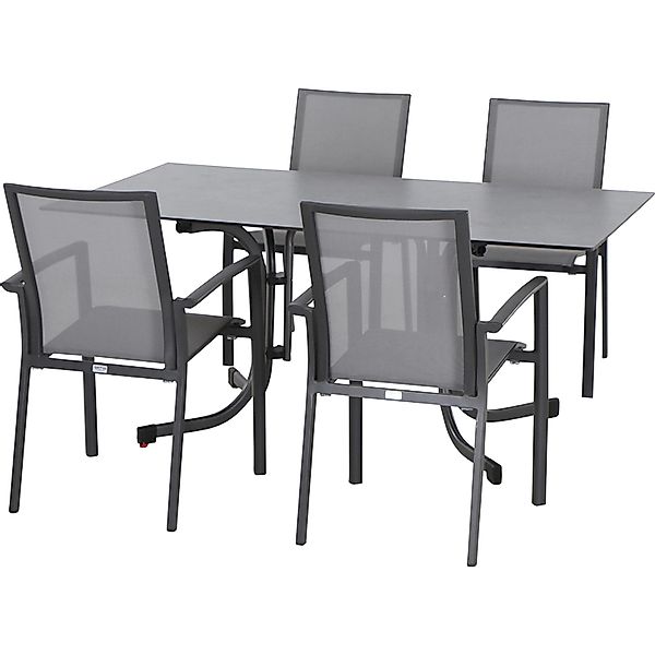 Siena Garden Dining-Set Velia 5-teilig 4 x Sessel 1 x Klapptisch günstig online kaufen