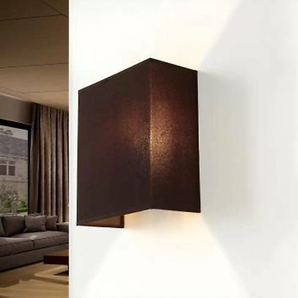 Moderne Wandlampe ALICE Stoffschirm Braun E27 Wohnzimmer günstig online kaufen