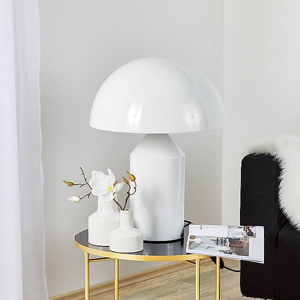 Oluce Tischleuchte Atollo, weiß, Dimmer, Alu, Ø 50 cm günstig online kaufen