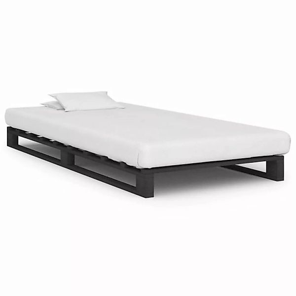 furnicato Bett Palettenbett Grau Massivholz Kiefer 100×200 cm günstig online kaufen