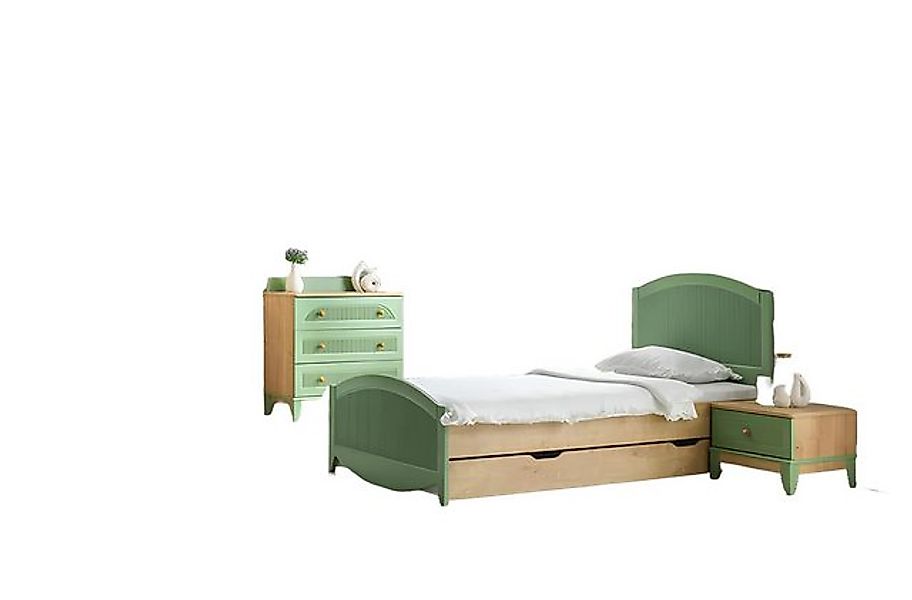 JVmoebel Bett Modern Jugendzimmer Set Bett Kleiderschrank Nachttisch Kommod günstig online kaufen