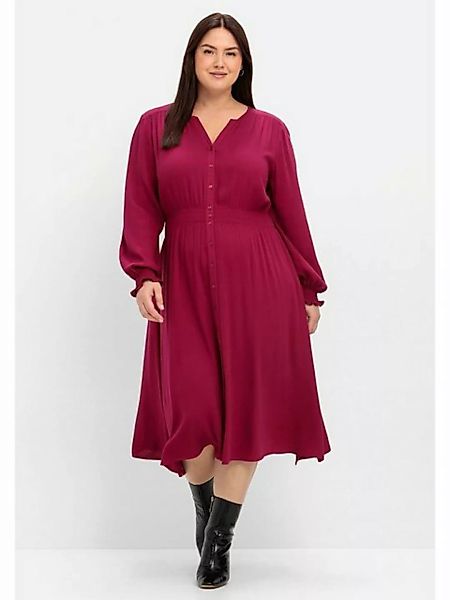 Sheego A-Linien-Kleid "Große Größen", mit Smok-Details, aus Viskose günstig online kaufen