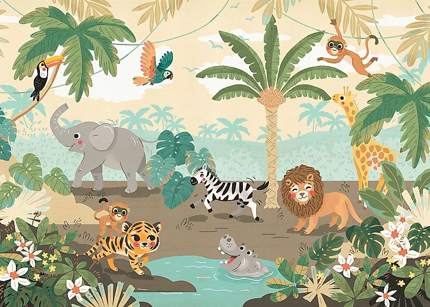 Komar Fototapete »Digitaldruck Vlies - Baby Safari - Größe 350 x 250 cm«, b günstig online kaufen