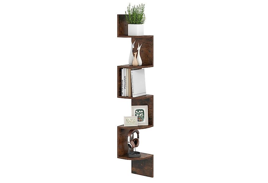 COSTWAY Eckregal, hängend, 5-stöckiges Bücherregal schwebend, Holz günstig online kaufen