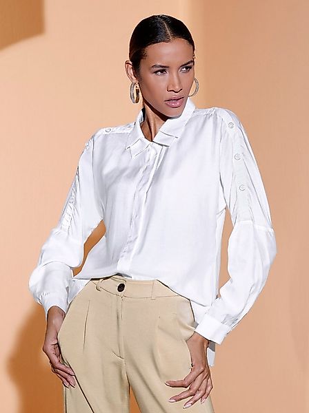 creation L Klassische Bluse Seiden-Viskose-Longbluse Langarm günstig online kaufen