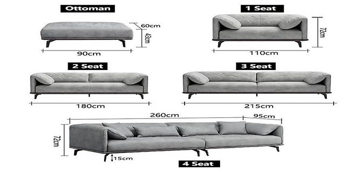 Xlmoebel Sofa Dreier-Zweier-Einzelsitz Ledercouch Wohnlandschaft Set Modern günstig online kaufen