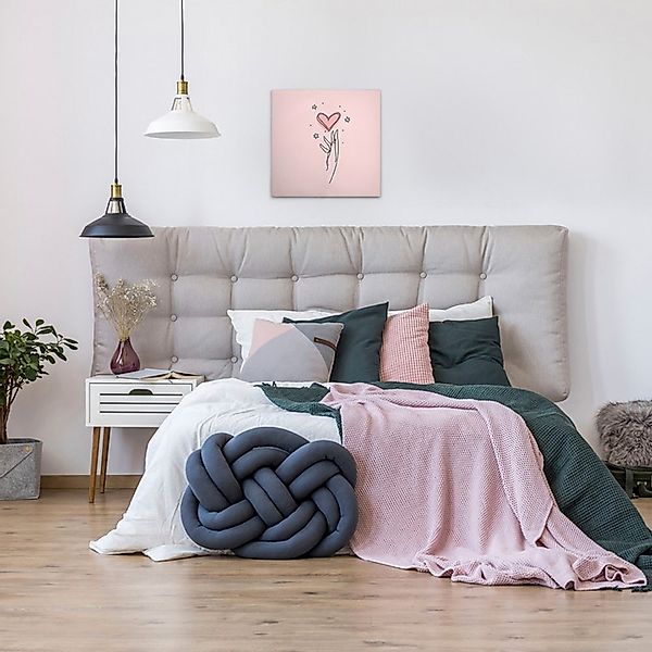 A.S. Création Leinwandbild "Heartlines 3 - Wandbild Rosa Schwarz Keilrahmen günstig online kaufen