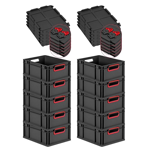 PROREGAL SuperSparSet 10x Eurobox Nextgen Color Mit Scharnierdeckel HxBxT 1 günstig online kaufen