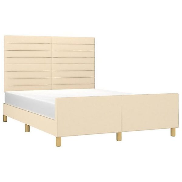 vidaXL Bett Bettgestell ohne Matratze Creme 140x200 cm Stoff günstig online kaufen
