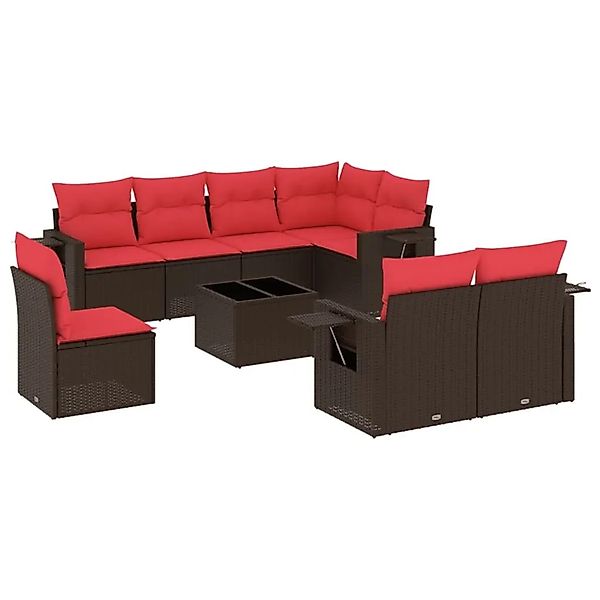 vidaXL 9-Tlg Gartensofa-Set mit Kissen Braun Polyrattan 3220453 günstig online kaufen