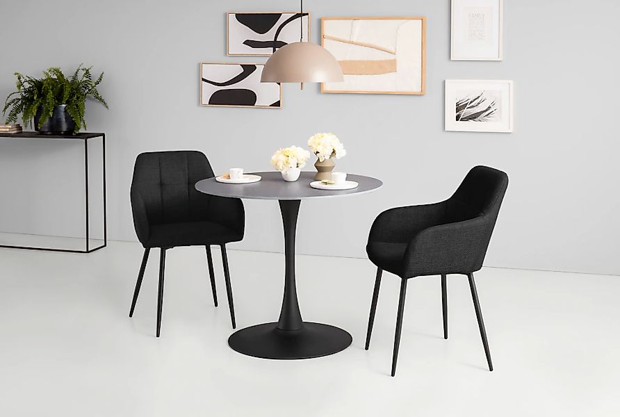 HELA Essgruppe "MOSEL" 3 Stk. tlg. Tisch 90x75 cm, Platte rund, gesinterter günstig online kaufen