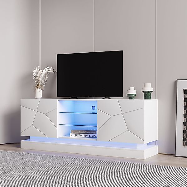 Lowboard, moderner TV-Ständer, verstellbarer Glasablage stilvolle Aufbewahr günstig online kaufen