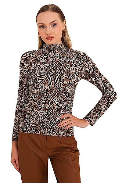 Bongual Rollkragenshirt Langarm Abstrakt gemustert braun-schwarz samtweich günstig online kaufen