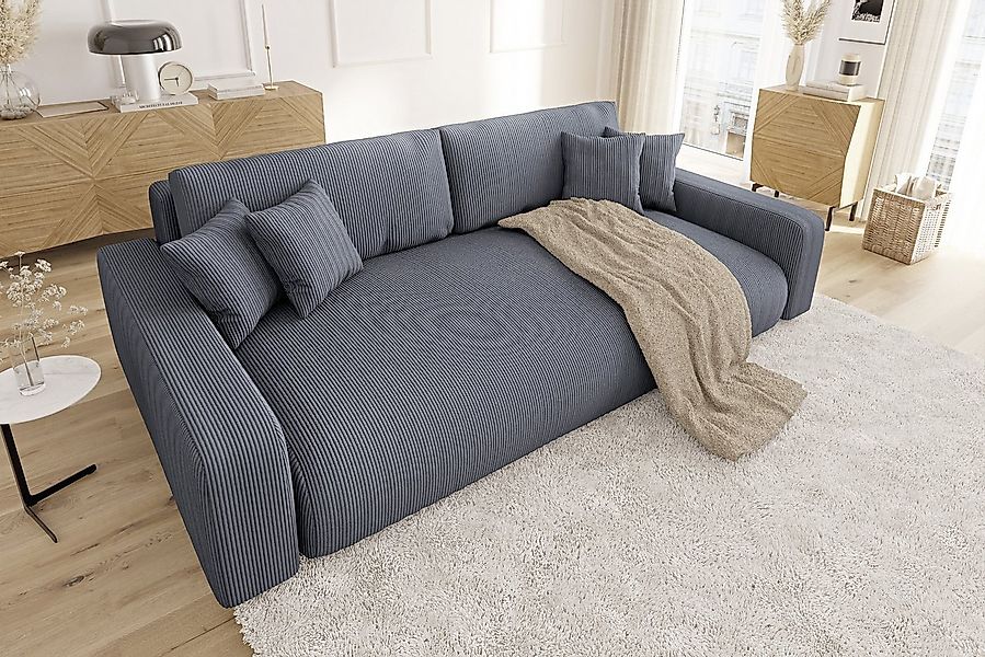 S-Style Möbel Schlafsofa Emma mit Bettkasten in Cord-Stoff günstig online kaufen