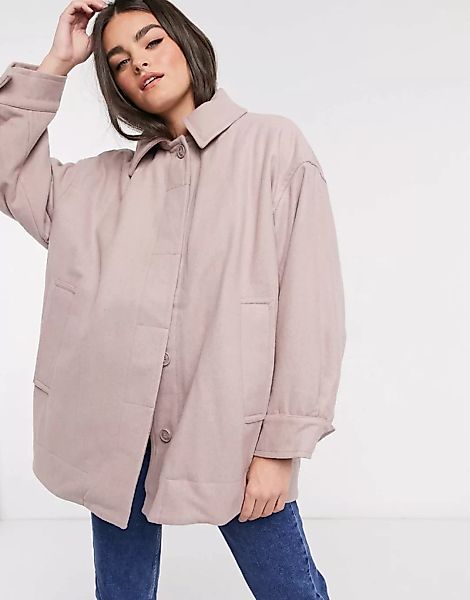 Weekday – Carli – Übergroße Jacke in Beige-Neutral günstig online kaufen