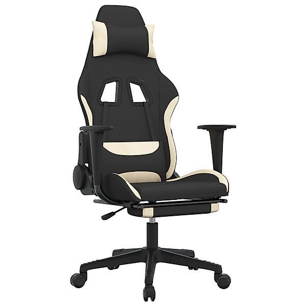 vidaXL Gaming-Stuhl mit Fußstütze Schwarz und Creme Stoff Modell 1 günstig online kaufen