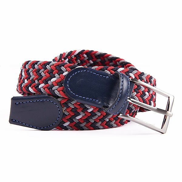 Lindenmann Stretch-Gürtel mit Flechtmuster, Überlänge Farbe blau/rot Größe: günstig online kaufen