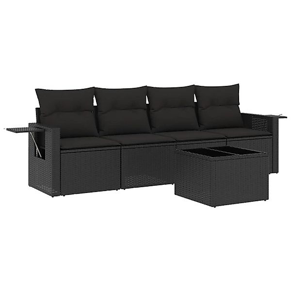 vidaXL 5-Tlg Garten-Sofagarnitur mit Kissen Schwarz Poly Rattan 3219884 günstig online kaufen