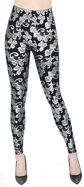 dy_mode Highwaist Leggings Damen Leggings Schwarz mit Glanz Wet-Look Druck günstig online kaufen