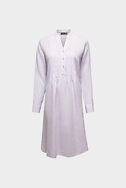 Kleid knielang mit Stehkragen und Raffungen aus Leinen günstig online kaufen