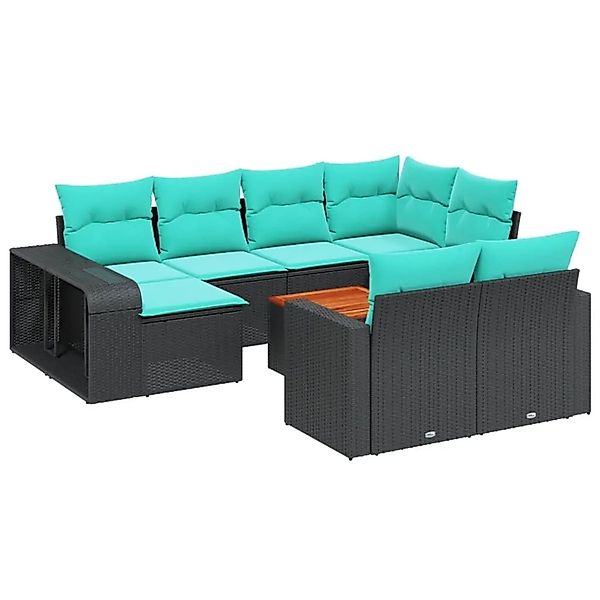 vidaXL 11-Tlg Gartensofa-Set mit Kissen Schwarz Polyrattan 3228917 günstig online kaufen