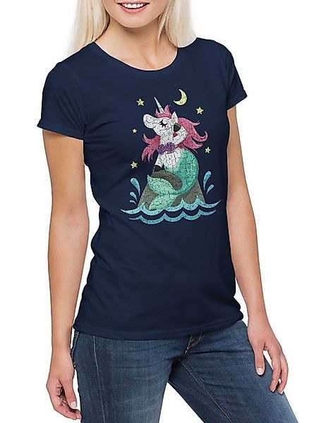 Urban Backwoods Print-Shirt Unimaid Night Damen T-Shirt Einhorn Unicorn Mee günstig online kaufen