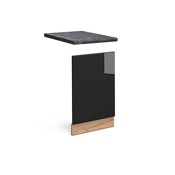 Vicco Frontblende Fame-Line Schwarz Eiche hochglanz/Goldkraft Eiche 45 cm A günstig online kaufen