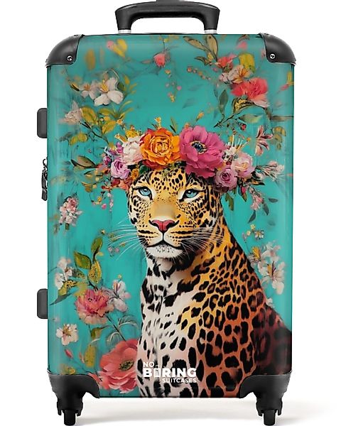 NoBoringSuitcases.com© Hartschalen-Trolley Leopard mit Blumenkrone auf günstig online kaufen