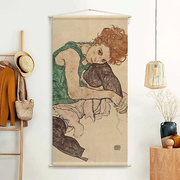 Wandteppich Egon Schiele - Sitzende Frau mit hochgezogenem Knie günstig online kaufen