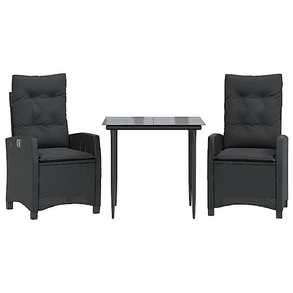 vidaXL 3-Tlg Garten-Essgruppe mit Kissen Schwarz Poly Rattan 3212742 günstig online kaufen