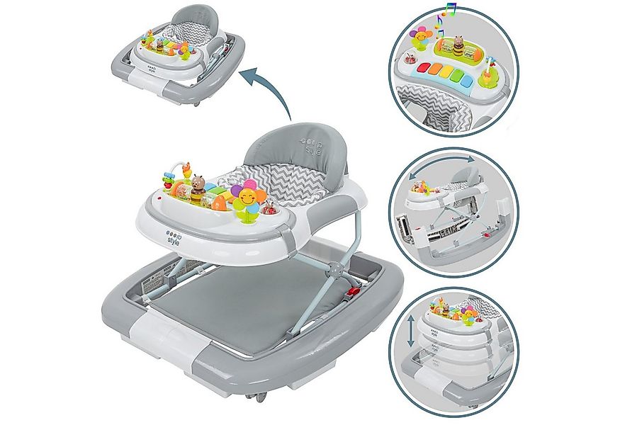 ib style Lauflernhilfe Wave Babywalker Grau, Lauflernwagen mit Schaukelfunk günstig online kaufen