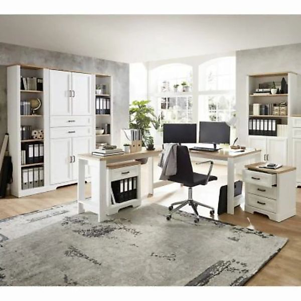 Lomadox Arbeitszimmer Set inkl. Schreibtisch JÜLICH-36 in Pinie hell mit Ar günstig online kaufen