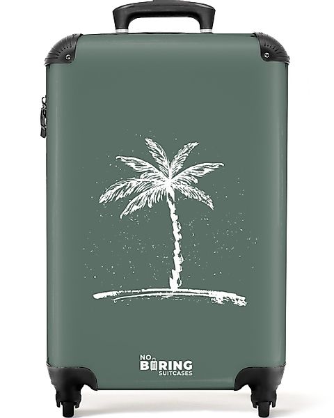 NoBoringSuitcases.com© Hartschalen-Trolley Grün mit weißer Palme günstig online kaufen