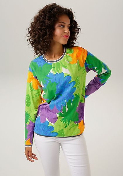 Aniston CASUAL Sweatshirt mit großflächigen Blüten günstig online kaufen