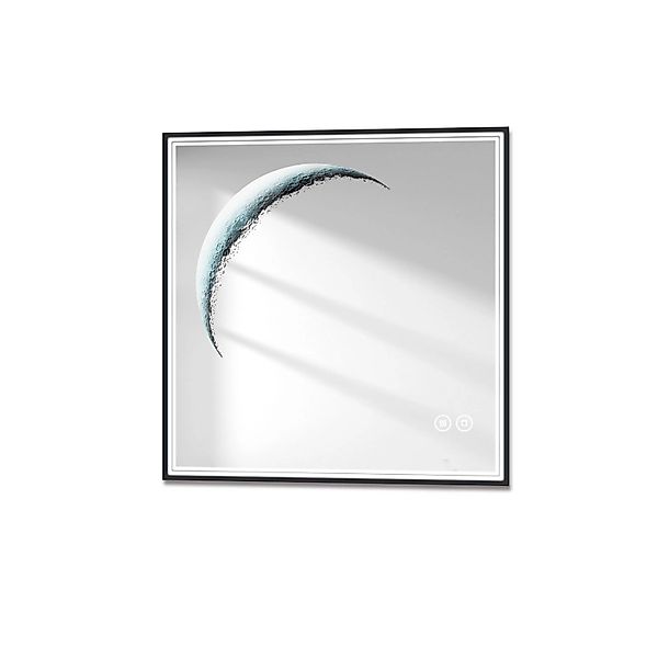 Emke Quadratischer Badspiegel mit Anti-beschlag 60 cm LED Mond Dekospiegel günstig online kaufen