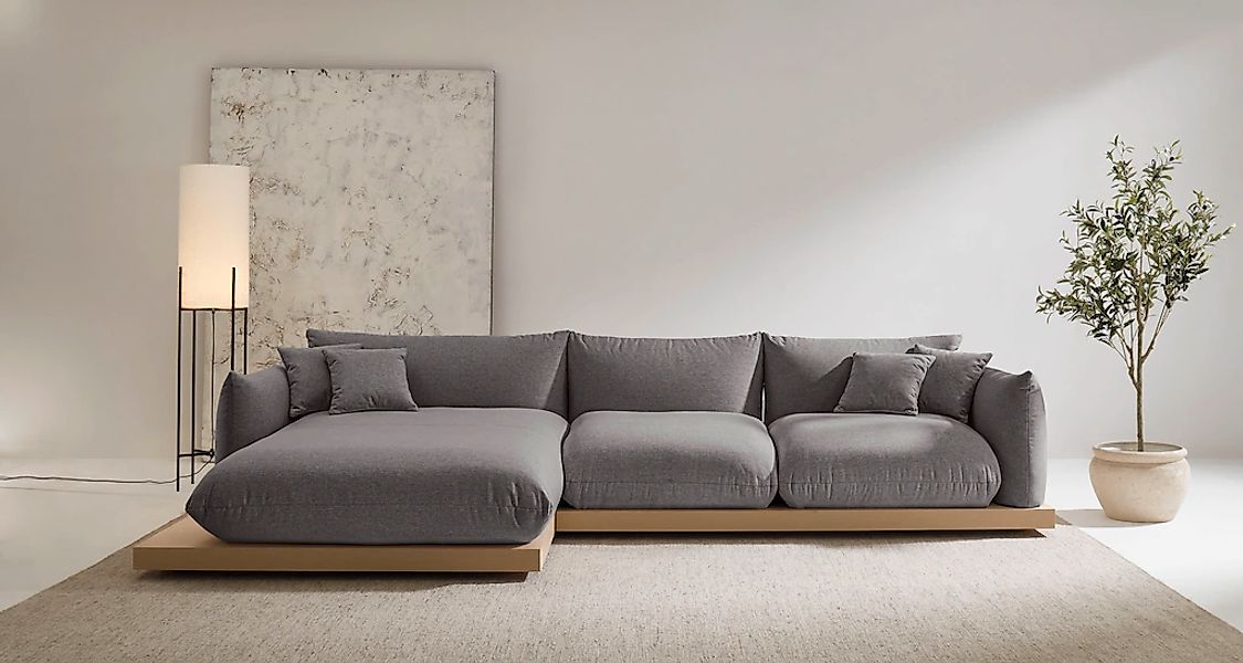 OTTO home Ecksofa "Kalix, Polsterecke mit kräftigem Holz-Plateau, moderne C günstig online kaufen