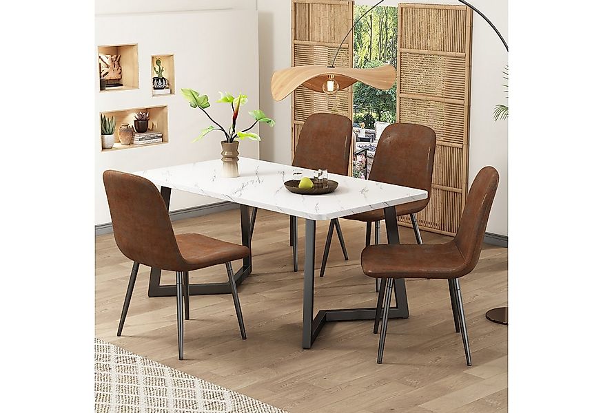 JOIVI Esstisch 5-Teiliges Esstisch Set mit 4 Stühle (Beine aus Metall, mit günstig online kaufen