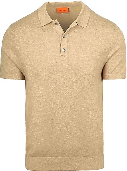 Suitable Knitted Poloshirt Cotton Linen Beige - Größe XL günstig online kaufen
